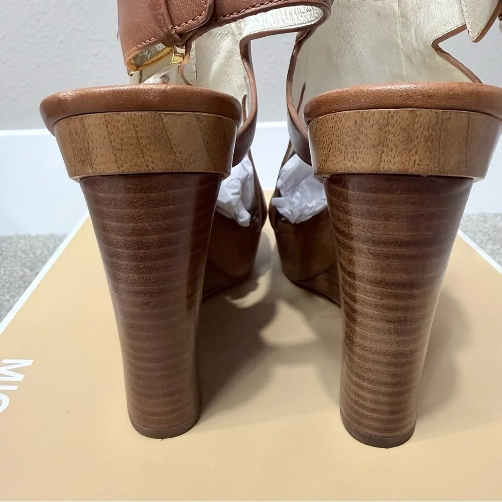 Michael Kors Josephine wedge leather platform sandals size 6.5
